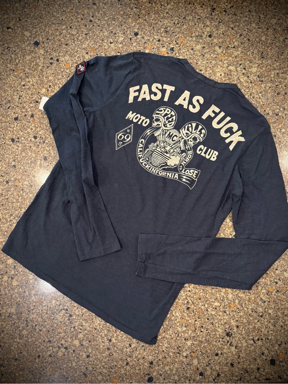 Johnson Motors “FAST AS F*CK” vintage slub long-sleeve moto tee. NWT - Picture 3 of 5